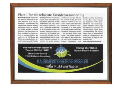 Zeitungsbericht Malermeister Kessler - Referenzen Mediathek
